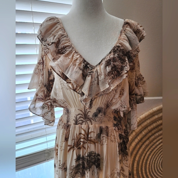Sandro Ruffled Gauze Dress Sz.M - Picture 7 of 10